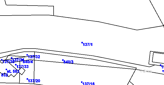 Parcela st. 137/1 v KÚ Okrouhlo, Katastrální mapa