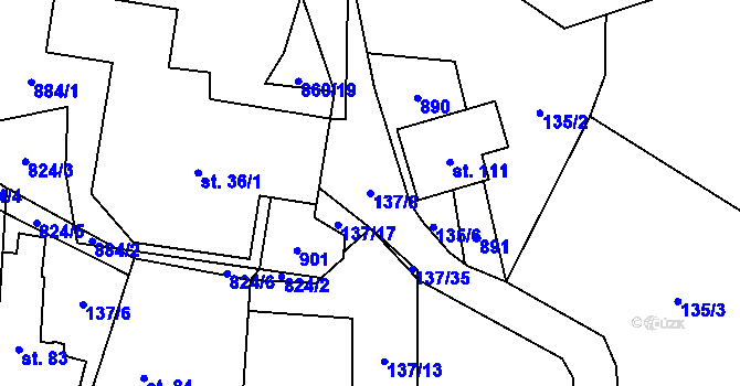 Parcela st. 137/8 v KÚ Okrouhlo, Katastrální mapa