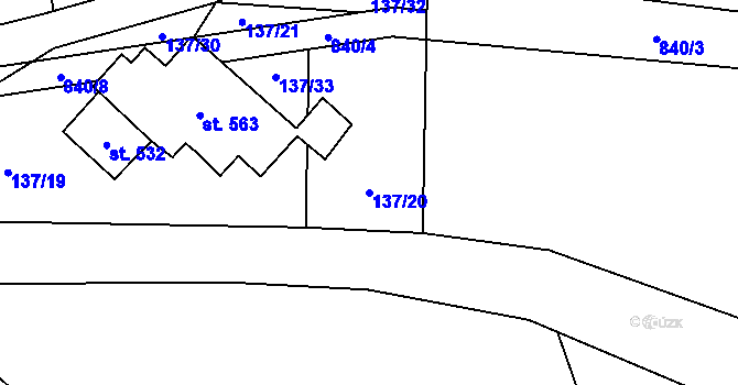 Parcela st. 137/20 v KÚ Okrouhlo, Katastrální mapa