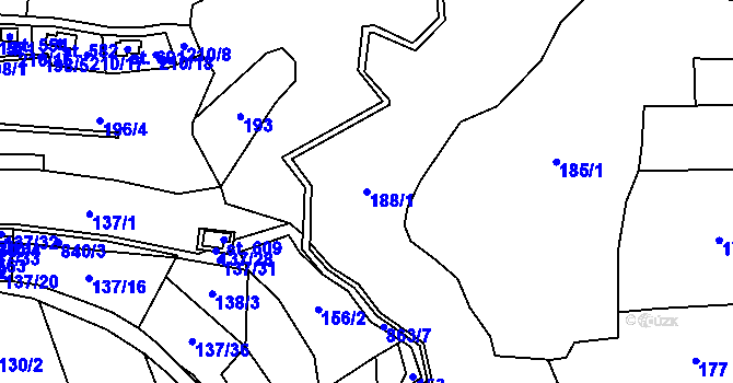 Parcela st. 188/1 v KÚ Okrouhlo, Katastrální mapa
