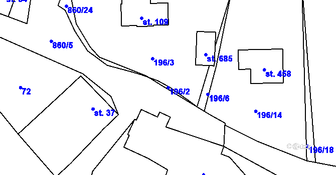 Parcela st. 196/2 v KÚ Okrouhlo, Katastrální mapa