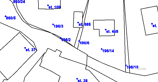 Parcela st. 196/6 v KÚ Okrouhlo, Katastrální mapa