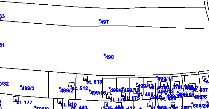 Parcela st. 498 v KÚ Okrouhlo, Katastrální mapa