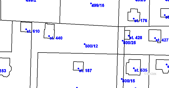 Parcela st. 500/12 v KÚ Okrouhlo, Katastrální mapa