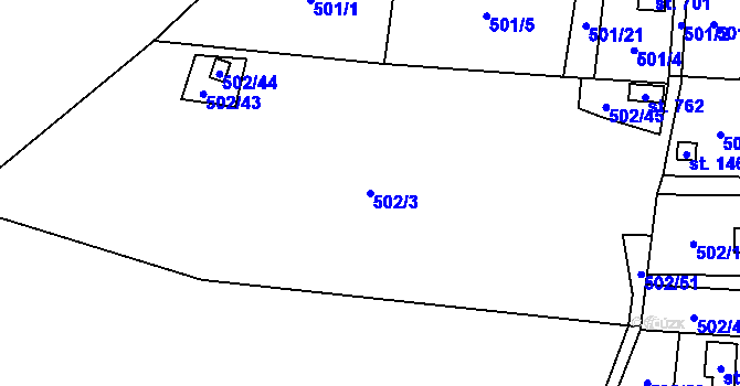 Parcela st. 502/3 v KÚ Okrouhlo, Katastrální mapa