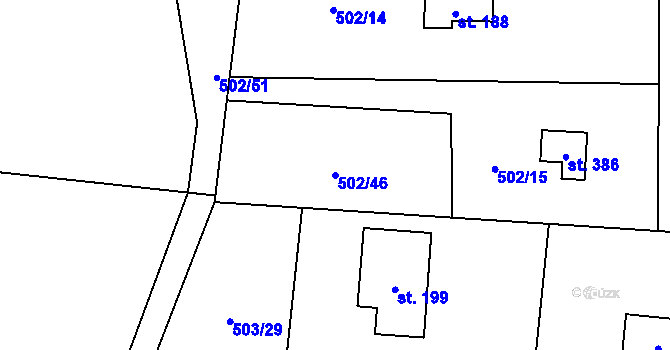 Parcela st. 502/46 v KÚ Okrouhlo, Katastrální mapa