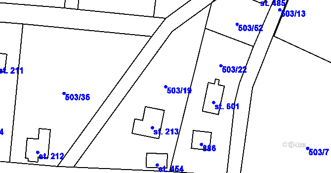 Parcela st. 503/19 v KÚ Okrouhlo, Katastrální mapa