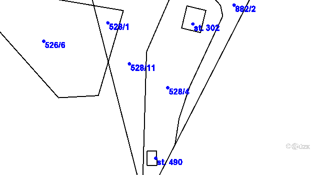 Parcela st. 528/4 v KÚ Okrouhlo, Katastrální mapa