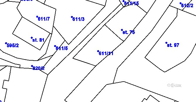 Parcela st. 611/11 v KÚ Okrouhlo, Katastrální mapa