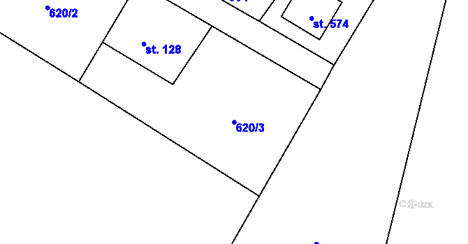 Parcela st. 620/3 v KÚ Okrouhlo, Katastrální mapa