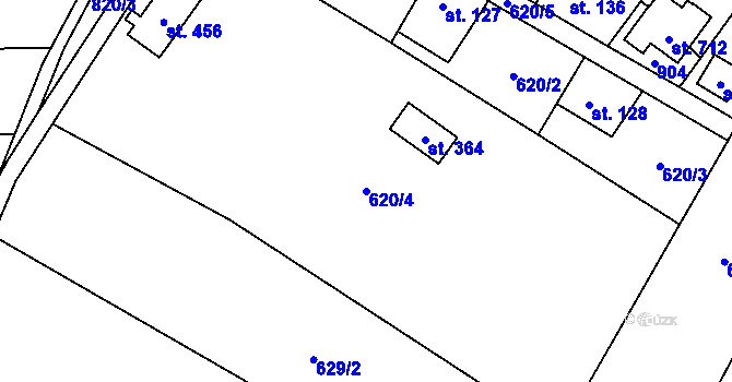 Parcela st. 620/4 v KÚ Okrouhlo, Katastrální mapa
