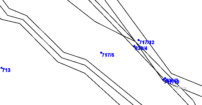 Parcela st. 717/5 v KÚ Okrouhlo, Katastrální mapa