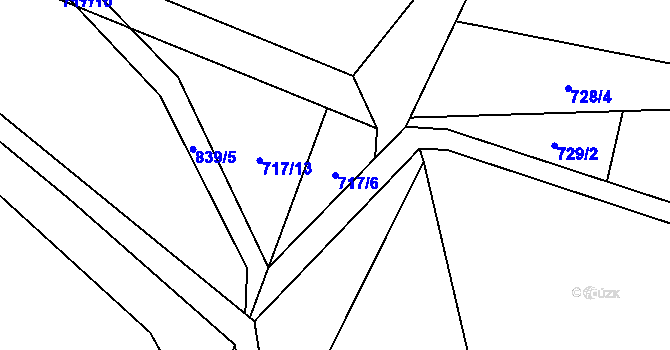 Parcela st. 717/6 v KÚ Okrouhlo, Katastrální mapa