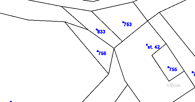Parcela st. 756 v KÚ Okrouhlo, Katastrální mapa