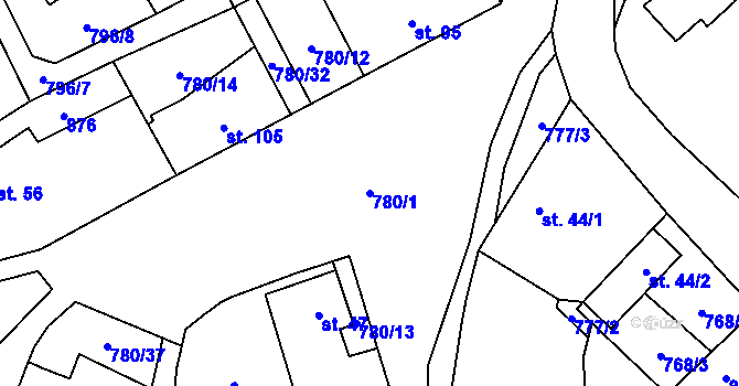 Parcela st. 780/1 v KÚ Okrouhlo, Katastrální mapa