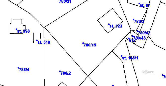 Parcela st. 780/19 v KÚ Okrouhlo, Katastrální mapa