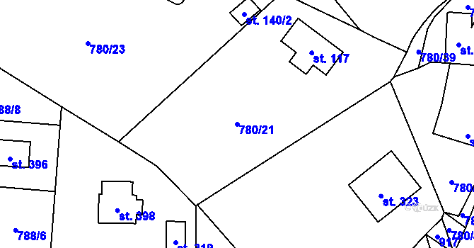 Parcela st. 780/21 v KÚ Okrouhlo, Katastrální mapa
