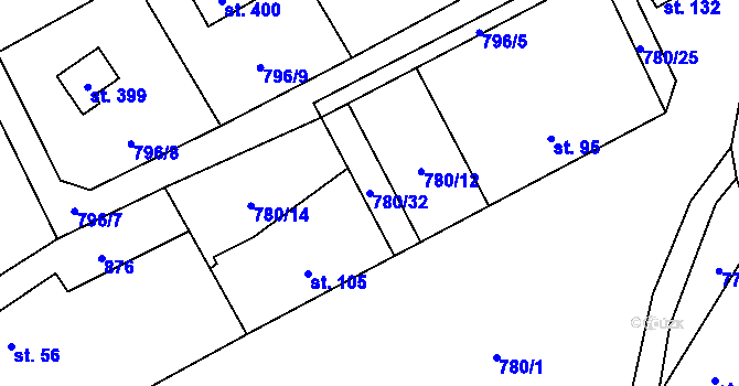 Parcela st. 780/32 v KÚ Okrouhlo, Katastrální mapa