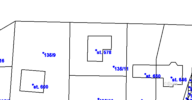Parcela st. 578 v KÚ Okrouhlo, Katastrální mapa