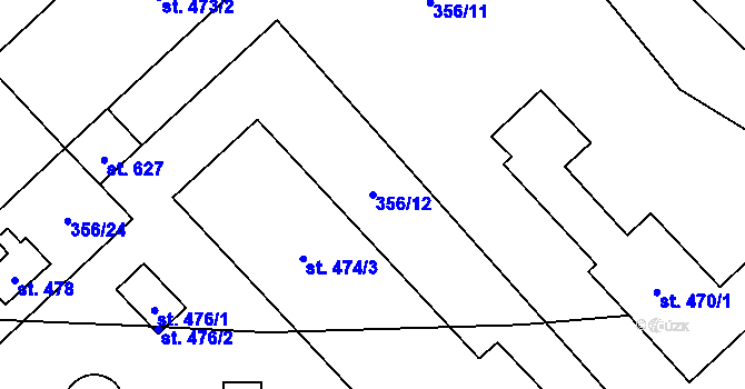 Parcela st. 356/12 v KÚ Okrouhlo, Katastrální mapa