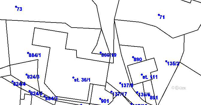 Parcela st. 860/19 v KÚ Okrouhlo, Katastrální mapa