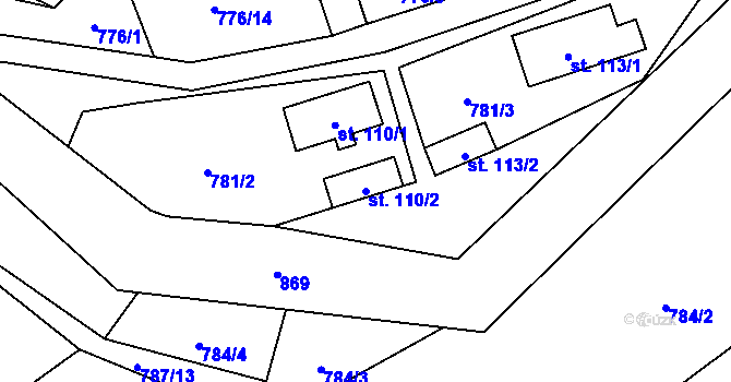 Parcela st. 110/2 v KÚ Okrouhlo, Katastrální mapa