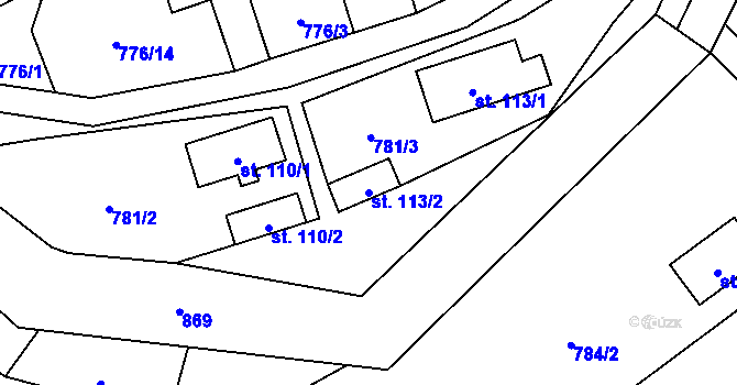Parcela st. 113/2 v KÚ Okrouhlo, Katastrální mapa
