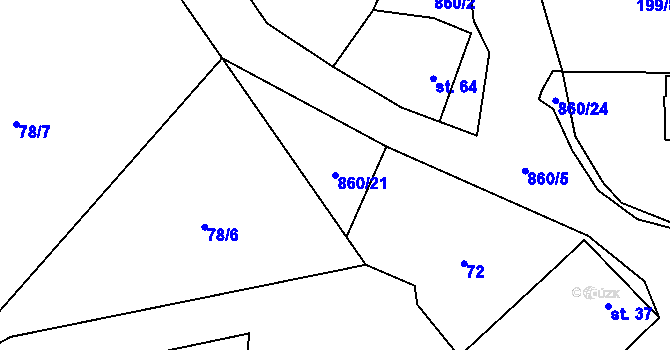 Parcela st. 860/21 v KÚ Okrouhlo, Katastrální mapa