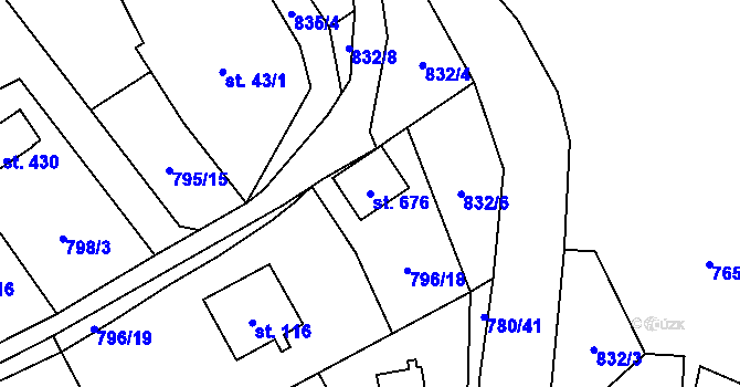 Parcela st. 676 v KÚ Okrouhlo, Katastrální mapa