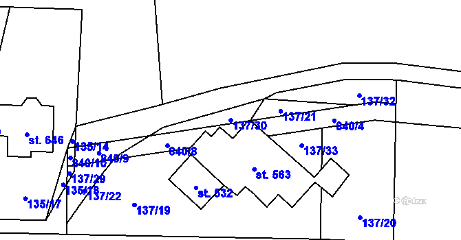 Parcela st. 137/30 v KÚ Okrouhlo, Katastrální mapa
