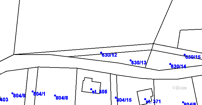 Parcela st. 630/12 v KÚ Okrouhlo, Katastrální mapa
