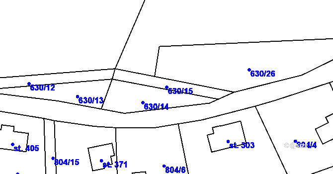 Parcela st. 630/15 v KÚ Okrouhlo, Katastrální mapa