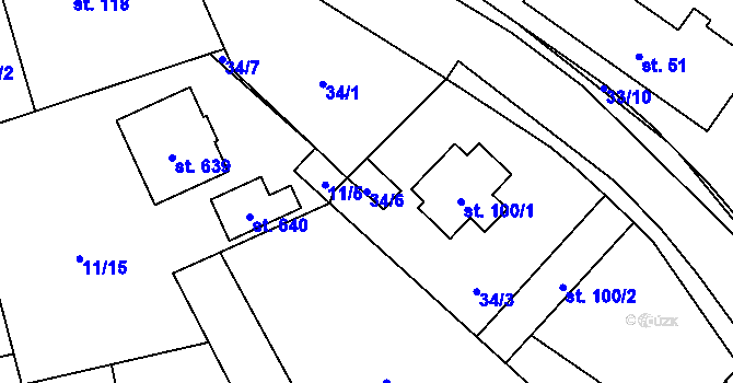 Parcela st. 34/6 v KÚ Okrouhlo, Katastrální mapa