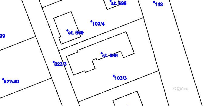 Parcela st. 699 v KÚ Okrouhlo, Katastrální mapa