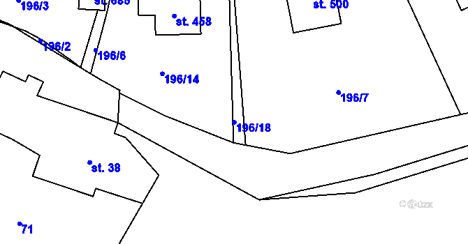 Parcela st. 196/18 v KÚ Okrouhlo, Katastrální mapa