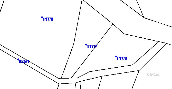 Parcela st. 117/7 v KÚ Okrouhlo, Katastrální mapa