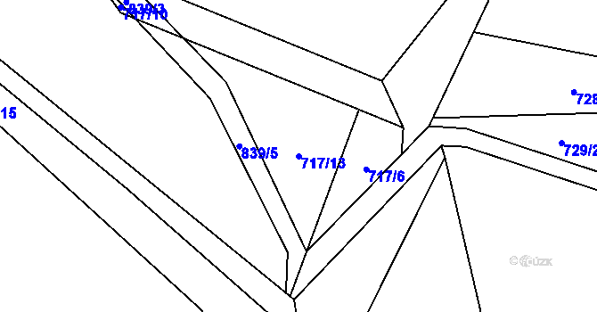 Parcela st. 717/13 v KÚ Okrouhlo, Katastrální mapa