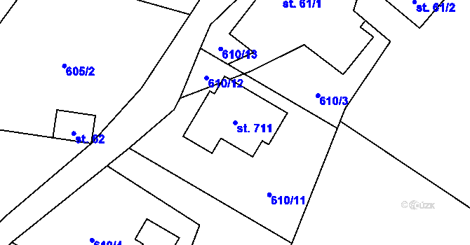 Parcela st. 711 v KÚ Okrouhlo, Katastrální mapa