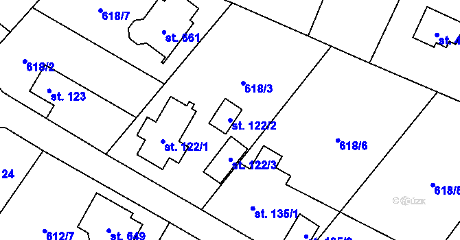 Parcela st. 122/2 v KÚ Okrouhlo, Katastrální mapa