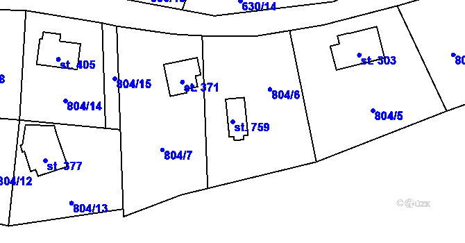 Parcela st. 759 v KÚ Okrouhlo, Katastrální mapa