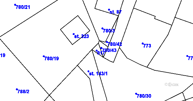 Parcela st. 917 v KÚ Okrouhlo, Katastrální mapa