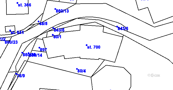 Parcela st. 700 v KÚ Okrouhlo, Katastrální mapa