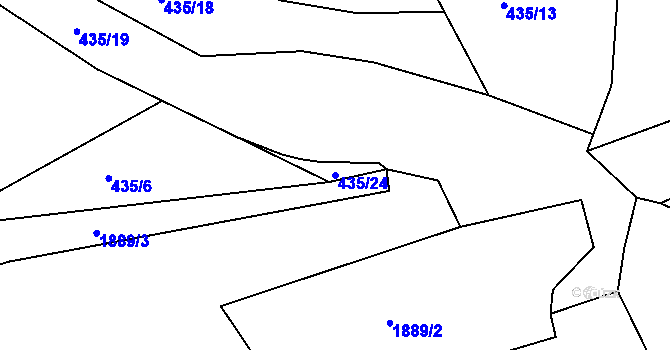 Parcela st. 435/24 v KÚ Okřesaneč, Katastrální mapa