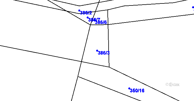 Parcela st. 386/3 v KÚ Okřešice u České Lípy, Katastrální mapa