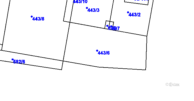 Parcela st. 443/6 v KÚ Okřešice u České Lípy, Katastrální mapa