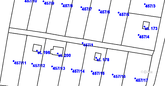 Parcela st. 457/1 v KÚ Okřešice u České Lípy, Katastrální mapa