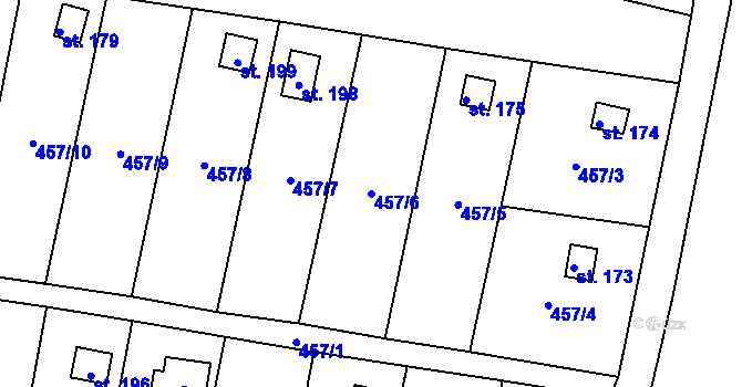 Parcela st. 457/6 v KÚ Okřešice u České Lípy, Katastrální mapa