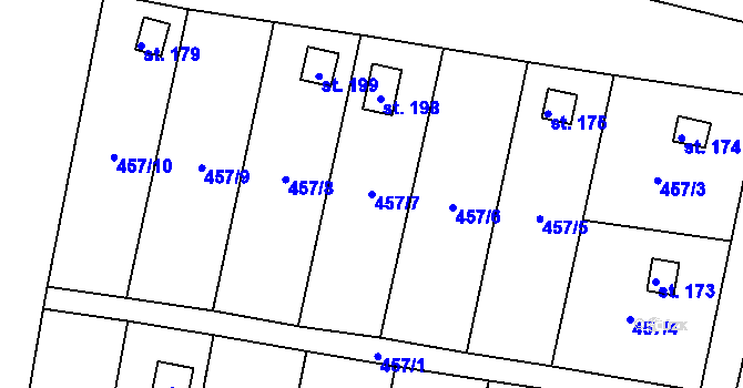 Parcela st. 457/7 v KÚ Okřešice u České Lípy, Katastrální mapa