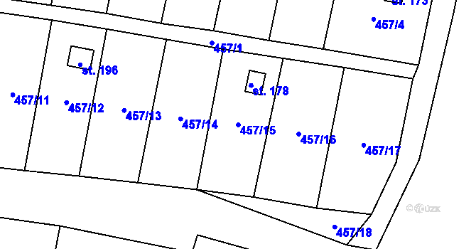 Parcela st. 457/15 v KÚ Okřešice u České Lípy, Katastrální mapa