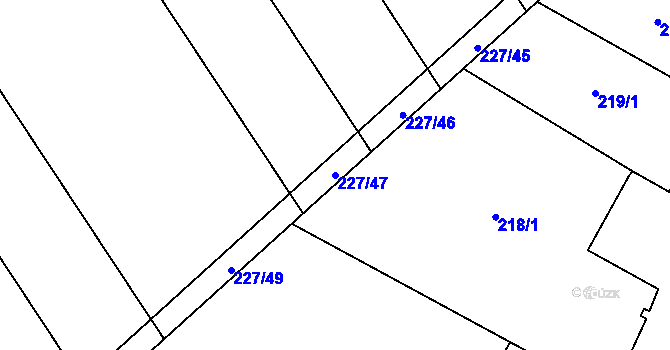 Parcela st. 227/47 v KÚ Okřínek, Katastrální mapa